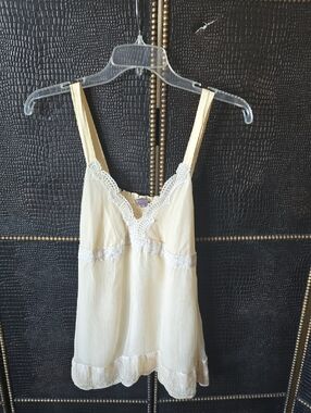 Hale Bob Yellow Chemise with White Lace Trim